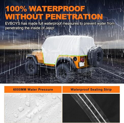 غطاء سيارة مقاوم للرياح، غطاء كابينة لـ CJ/Wrangler TJ 2 باب/غطاء رانجلر YJ 2 Door1976-2006، الملحقات، مقاوم للماء والرياح والغبار، حماية من جميع الأحوال الجوية in Kuwait