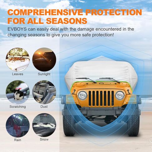 غطاء سيارة مقاوم للرياح، غطاء كابينة لـ CJ/Wrangler TJ 2 باب/غطاء رانجلر YJ 2 Door1976-2006، الملحقات، مقاوم للماء والرياح والغبار، حماية من جميع الأحوال الجوية in Kuwait