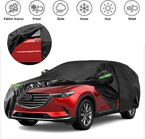 غطاء سيارة متوافق مع Mazda CX - 5 2013-2020 2021 2022، 210T أغطية سيارات لجميع الأحوال الجوية مع سحاب باب داخلي من القطن للثلج والمطر والغبار وحماية الطلاء 180 * 73 * 67 بوصة in Saudi Arabia