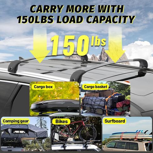 Roof Rack Cross Bars Compatible with Grand Cherokee L 2021-2025 and 2022-2025 Grand Cherokee WL with Anti-Theft Lock, Black Matte Aluminum Anti-Corrosion Crossbars in Saudi Arabia