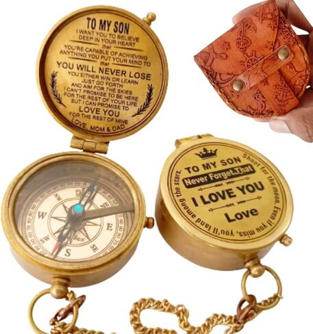 to My Son Compass Personalized Compass with Case Gift for Son,to My Son Gift,Mom to Son Gift Dad to Son, Grandson Gift, Antique Nautical Vintage Directional Magnetic Pocket Compass in Saudi Arabia