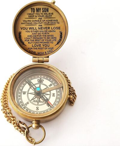 to My Son Compass Personalized Compass with Case Gift for Son,to My Son Gift,Mom to Son Gift Dad to Son, Grandson Gift, Antique Nautical Vintage Directional Magnetic Pocket Compass in Saudi Arabia