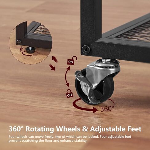 حامل طابعة WEENFON مع رف تخزين قابل للتعديل، طاولة طابعة 3 طبقات بعجلات، عربة دوارة مع منافذ طاقة ومنافذ USB، آلة التقطيع وحامل وحدة المعالجة المركزية للمكتب المنزلي، غرفة المعيشة، بني ريفي in Kuwait