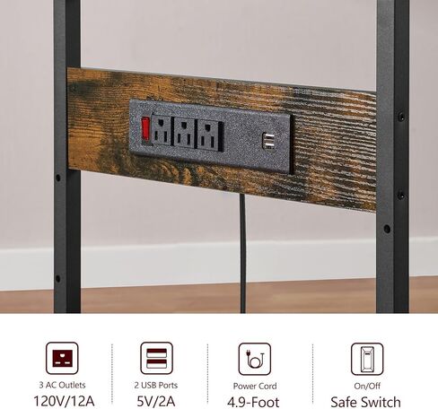 حامل طابعة WEENFON مع رف تخزين قابل للتعديل، طاولة طابعة 3 طبقات بعجلات، عربة دوارة مع منافذ طاقة ومنافذ USB، آلة التقطيع وحامل وحدة المعالجة المركزية للمكتب المنزلي، غرفة المعيشة، بني ريفي in Kuwait