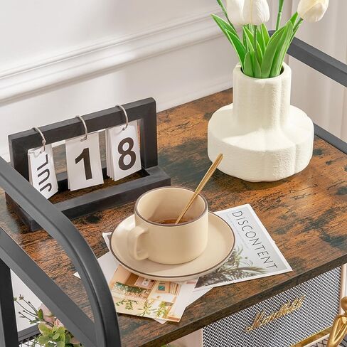 حامل طابعة WEENFON مع رف تخزين قابل للتعديل، طاولة طابعة 3 طبقات بعجلات، عربة دوارة مع منافذ طاقة ومنافذ USB، آلة التقطيع وحامل وحدة المعالجة المركزية للمكتب المنزلي، غرفة المعيشة، بني ريفي in Kuwait