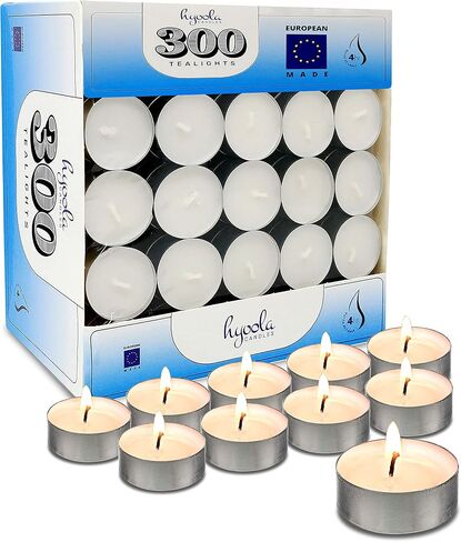 Hyoola Tea Lights Candles - 50 Bulk Candles Pack - Tea Candles Unscented- European Made Tealight Candles in Kuwait