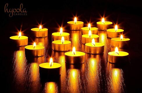 Hyoola Tea Lights Candles - 50 Bulk Candles Pack - Tea Candles Unscented- European Made Tealight Candles in Kuwait