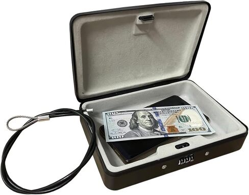 صندوق قفل أمان محمول من SEPOX® Twins مصنوع من الفولاذ، خزانة تخزين شخصية آمنة للسفر للأشياء الصغيرة، مع كابل بطول 3 أقدام وقفل مجموعة قابل لإعادة الضبط للسكن والسيارة والرياضة والمكتب ومقاوم للماء in Kuwait