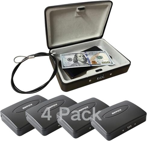 صندوق قفل أمان محمول من SEPOX® Twins مصنوع من الفولاذ، خزانة تخزين شخصية آمنة للسفر للأشياء الصغيرة، مع كابل بطول 3 أقدام وقفل مجموعة قابل لإعادة الضبط للسكن والسيارة والرياضة والمكتب ومقاوم للماء in Kuwait