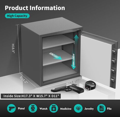 1.2 قدم مكعب خزانة صندوق الأمان مع كلمة المرور الرقمية والمفاتيح الإلكترونية الأمن RV صندوق الأمان صندوق قفل المال للمنزل فندق مكتب الأعمال مجوهرات بندقية النقدية in Saudi Arabia