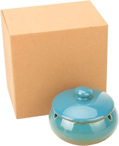 K COOL Ashtray, Outdoor Ashtray with Lid Smokeless Waterproof Ash Tray, Ceramic Ashtray for Cigarettes Home Office, Porch Patio Decorations Outdoor Indoor Ashtray (Blue) in Saudi Arabia