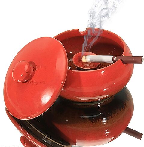 K COOL Ashtray, Outdoor Ashtray with Lid Smokeless Waterproof Ash Tray, Ceramic Ashtray for Cigarettes Home Office, Porch Patio Decorations Outdoor Indoor Ashtray (Blue) in Saudi Arabia