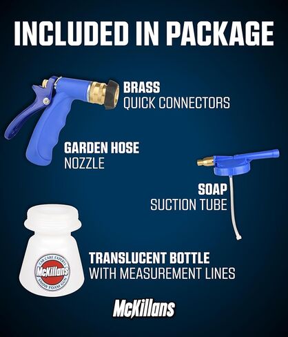 McKillans تصميم مُحسّن لخرطوم الحديقة، مسدس رغوي قابل للتعديل لغسيل السيارات، بخاخ صابون مع موصل سريع 3/8 بوصة لتفصيل السيارات والشاحنات in Kuwait