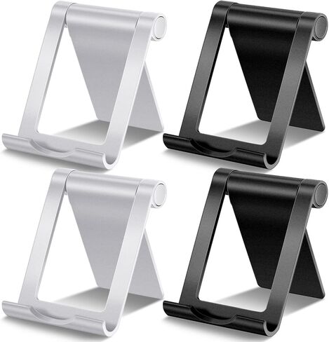 Frienda 4 Pieces Cell Phone Stand Foldable Phone Holder Multi-Angle Universal Mobile Phone Stand Portable Smartphone Dock Compatible with Most Cell Phone and Tablet for Desk (Black) in Saudi Arabia