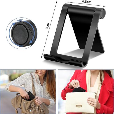Frienda 4 Pieces Cell Phone Stand Foldable Phone Holder Multi-Angle Universal Mobile Phone Stand Portable Smartphone Dock Compatible with Most Cell Phone and Tablet for Desk (Black) in Saudi Arabia