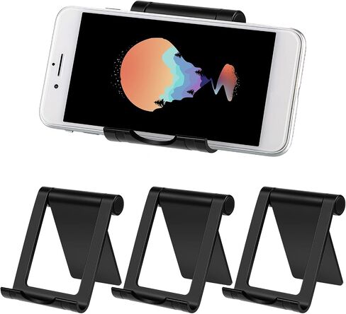 Frienda 4 Pieces Cell Phone Stand Foldable Phone Holder Multi-Angle Universal Mobile Phone Stand Portable Smartphone Dock Compatible with Most Cell Phone and Tablet for Desk (Black) in Saudi Arabia