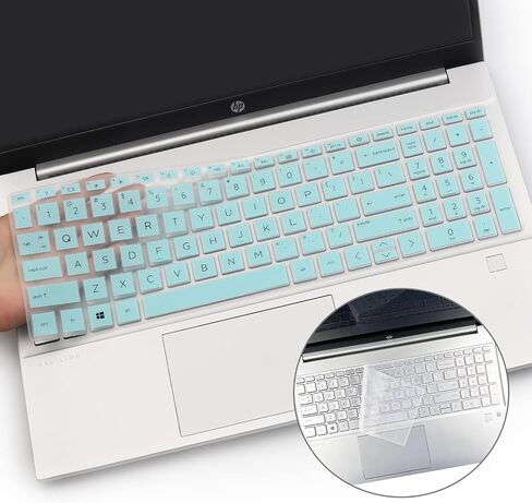 2 قطعة غطاء لوحة المفاتيح لـ 2022 HP Pavilion & HP Laptop 15-eg 15-eh 15-er 15-eg0073/1073cl 15-eg1053cl eg0070wm eg0021nr eg0025nr 15-eh1085CL eh1052/1070wm eh1010nr 15-er0056cl er0151nr-HotBlue+واضح in Kuwait