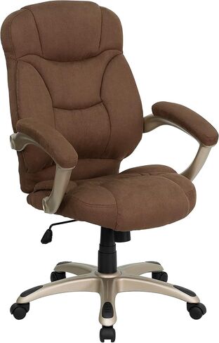 Flash Furniture Jessie كرسي مكتب مريح دوار من الجلد الأسود ذو الظهر العالي مع قاعدة وأذرع من النايلون الفضي in Saudi Arabia
