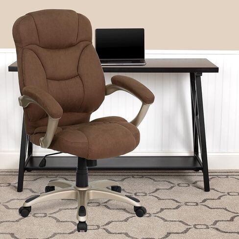 Flash Furniture Jessie كرسي مكتب مريح دوار من الجلد الأسود ذو الظهر العالي مع قاعدة وأذرع من النايلون الفضي in Saudi Arabia