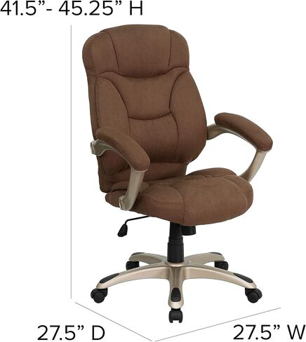 Flash Furniture Jessie كرسي مكتب مريح دوار من الجلد الأسود ذو الظهر العالي مع قاعدة وأذرع من النايلون الفضي in Saudi Arabia