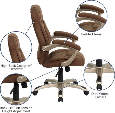 Flash Furniture Jessie كرسي مكتب مريح دوار من الجلد الأسود ذو الظهر العالي مع قاعدة وأذرع من النايلون الفضي in Saudi Arabia