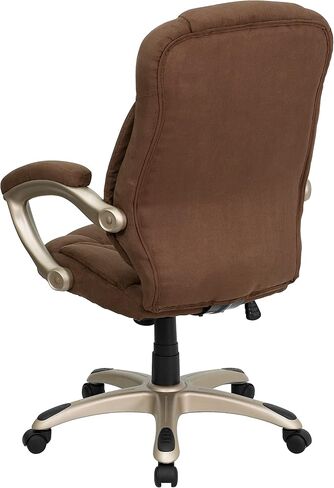 Flash Furniture Jessie كرسي مكتب مريح دوار من الجلد الأسود ذو الظهر العالي مع قاعدة وأذرع من النايلون الفضي in Saudi Arabia
