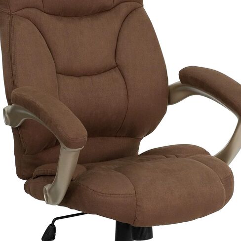 Flash Furniture Jessie كرسي مكتب مريح دوار من الجلد الأسود ذو الظهر العالي مع قاعدة وأذرع من النايلون الفضي in Saudi Arabia