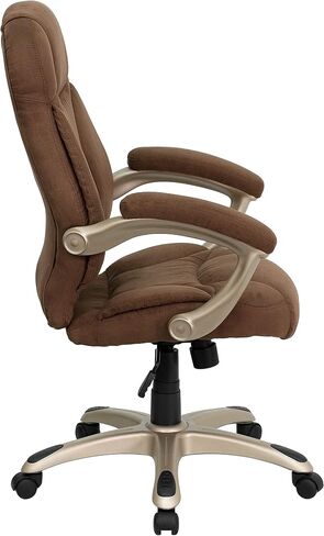 Flash Furniture Jessie كرسي مكتب مريح دوار من الجلد الأسود ذو الظهر العالي مع قاعدة وأذرع من النايلون الفضي in Saudi Arabia