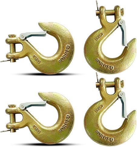 خطاف منزلق Clevis مقاس 3/8 بوصة، 4 عبوات من خطاف Clevis الفولاذي G70 مع مزلاج أمان لأسلاك المقطورة، وخطافات سلسلة، وخطافات إمساك صلبة للمقطورة (سعة 18,000 رطل) in Kuwait