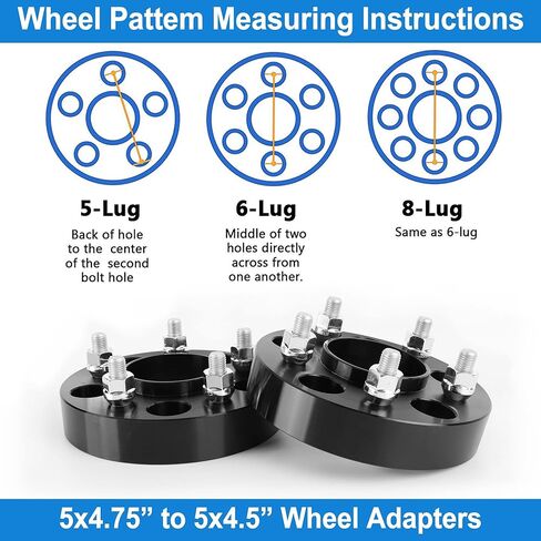 YIZBAP 4 قطع 5x4.75 إلى 5x4.5 محولات عجلة Hubcentric، 1.25 بوصة 5x120.7 مم (5x120 مم) إلى 5x114.3 مم محولات عجلة 74.1 مم محور تتحمل M12x1.5 درجة الخيط in Kuwait