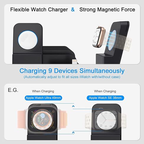 محطة شحن USB بقوة 185 وات لأجهزة متعددة، شاحن كمبيوتر محمول 9 في 1 PD 3.0 محطة شحن USB مع منفذ شاحن 65 وات، متوافقة مع الهواتف الذكية والكمبيوتر اللوحي وأجهزة iPad وغيرها من الأجهزة الإلكترونية in Kuwait