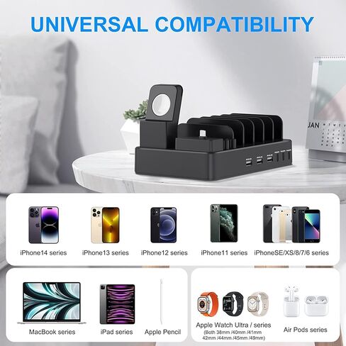 محطة شحن USB بقوة 185 وات لأجهزة متعددة، شاحن كمبيوتر محمول 9 في 1 PD 3.0 محطة شحن USB مع منفذ شاحن 65 وات، متوافقة مع الهواتف الذكية والكمبيوتر اللوحي وأجهزة iPad وغيرها من الأجهزة الإلكترونية in Kuwait