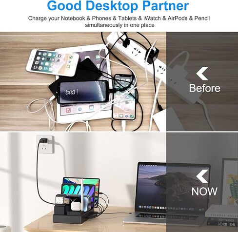 محطة شحن USB بقوة 185 وات لأجهزة متعددة، شاحن كمبيوتر محمول 9 في 1 PD 3.0 محطة شحن USB مع منفذ شاحن 65 وات، متوافقة مع الهواتف الذكية والكمبيوتر اللوحي وأجهزة iPad وغيرها من الأجهزة الإلكترونية in Kuwait