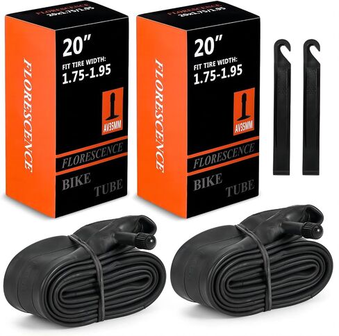 2 Pcs Bicycle Inner Tube, 20 x 1.75 Premium Butyl Rubber Inner Tube, Copper Valve, Sidewall Thickness 0.9-1mm, Packed in Color Box, Suitable for Mountain Bikes/Folding Bikes/Adult/Children's Bikes in Saudi Arabia