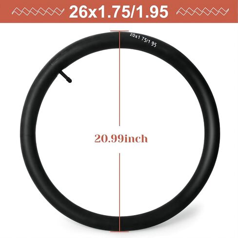 2 Pcs Bicycle Inner Tube, 20 x 1.75 Premium Butyl Rubber Inner Tube, Copper Valve, Sidewall Thickness 0.9-1mm, Packed in Color Box, Suitable for Mountain Bikes/Folding Bikes/Adult/Children's Bikes in Saudi Arabia