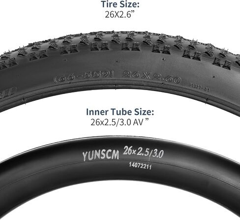 إطارات دراجة YUNSCM مقاس 26 بوصة مقاس 26 × 2.60/66-559 وأنابيب دراجة مقاس 26 بوصة صمام شريدر متوافق مع إطارات وأنابيب الدراجة/الدراجات مقاس 26 × 2.50 26 × 2.55 26 × 2.60 26 × 2.65 26 × 2.70 (P-1327) in Saudi Arabia