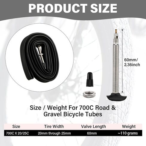 12 قطعة أنبوب دراجة الطريق 700x20/25 C بوتيل الأنبوب الداخلي للدراجة استبدال أنبوب الدراجة مع صمام 60 مللي متر in Saudi Arabia