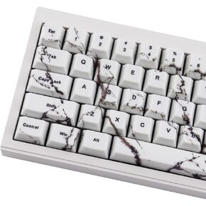 PBT Keycaps - Magnetic Gaming Keyboard Keycaps Set, 131 Keys Cherry Profile Dye-Sub Custom Keycap, Marble Style Key Caps for 60%, 65%, 75%, 100% Cherry MX Mechanical Keyboard (White)
