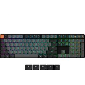 Keychron K5 Version 2, QMK Ultra-Slim 100% Full Size Layout Wireless Mechanical Keyboard, Hot-swappable 104 Keys Low-Profile Banana Switch, RGB Backlight Wired/Bluetooth for Mac/Windows/Linux