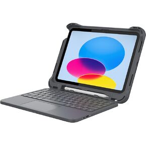 Brenthaven Rugged iPad Case w/Keyboard ONLY Compatible w/iPad 11th Generation (A16),10th Gen (10.9 inch) Protective Cover w/Stand & Pencil Holder Drop Tested Multi-Touch Trackpad for Students Gray