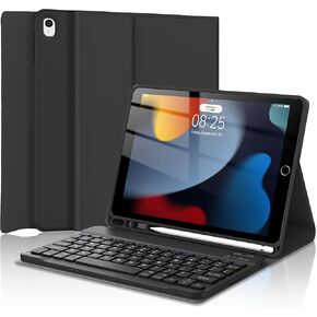 Keyboard Case for iPad 9th Generation 10.2 inch 2021, Smart Folio Cover with Pencil Holder, Rechargeable, Magnetic Wireless Keyboard for iPad 8th Gen/7th Gen/iPad Pro 10.5"/iPad Air 3rd Gen