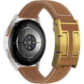 فرقة مشاهدة مغناطيسية من الجلد المجلس المتوافق مع Samsung Galaxy Watch 7 6 5 4 Fe 40mm 44mm/Galaxy Watch 6/4 Classic 47mm 43mm 46mm 42mm/5 Pro 45mm Top Grain Leather Band for Women