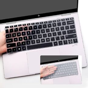 2 PCS Keyboard Cover for hp Envy 2-in-1 Laptop 16-ad 16-ad0097nr,16t-ac 16t-ac000 16 Inch Laptop Keyboard Protector Cover-Black+Clear