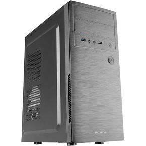 INITIOX, ATX PC Case, 12cm Side Fan, Brushed Aluminum Front Panel, Mid Tower, Internal Cable Management System, USB 3.0, Black