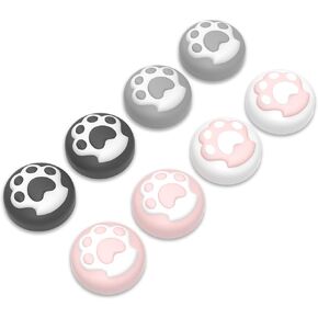 PlayVital Thumb Grips for Nintendo Switch 2 | Kawaii Silicone Joystick Caps (8-Pack) - Cute Accessories Analog Stick Covers for Joycon 2 - Cat Paw