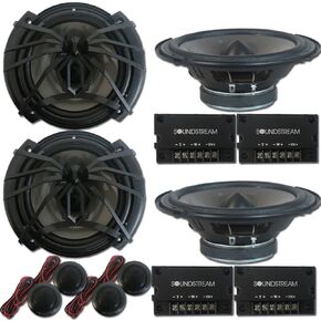 4 x Soundstream AC.6 Arachnid Series 6.5 inch 2-way Car Audio Component Speaker System 6-1/2" 300W