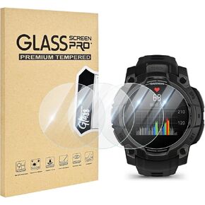 4 Pack Compatible for Garmin Instinct 3 Screen Protector 45mm Clear, Ultra-thin 9H Tempered Glass Watch Protective Film with 2.5D Edge Anti-Scratch for Instinct 3 45mm AMOLED/Solar Protector