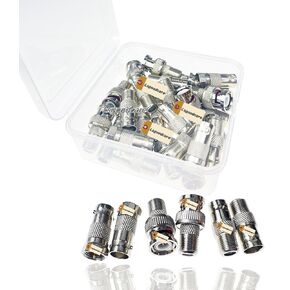 Lsgoodcare 30Pcs BNC to F Type Adapter Kit, BNC Female to F Male, BNC Male to F Female, BNC Female to F Female Adapter RF Coaxial Connector Converter for CCTV Security Camera
