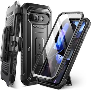 SUPCASE for Google Pixel 9A Case with Screen Protector (Unicorn Beetle Pro), [Built-in Stand & Belt-Clip] [Military-Grade Protection] Full Body Phone Case for Pixel 9A 2025, Black
