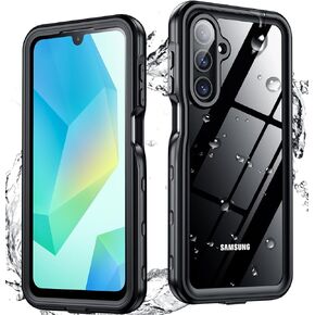 Spidercase لـ Samsung Galaxy A16 5G Case مقاومة للماء ، شاشة ومضمنة واقي عدسة الكاميرا [IP68 تحت الماء] [12 قدمًا مقاومة للصدمات العسكرية] حقيبة حماية الجسم بالكامل ، أسود/واضح